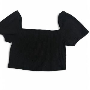 Elegant Black Puff Sleeve Top